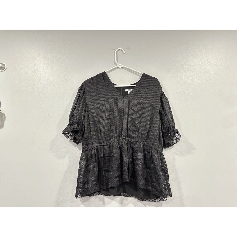 Lewit Black Ruffle Peplum Blouse Blouse Size Large L